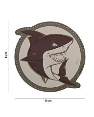 Embleem 3D PVC Aanvallende haai bruin