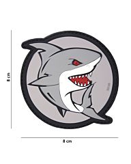 Embleem 3D PVC Aanvallende haai grijs/rood