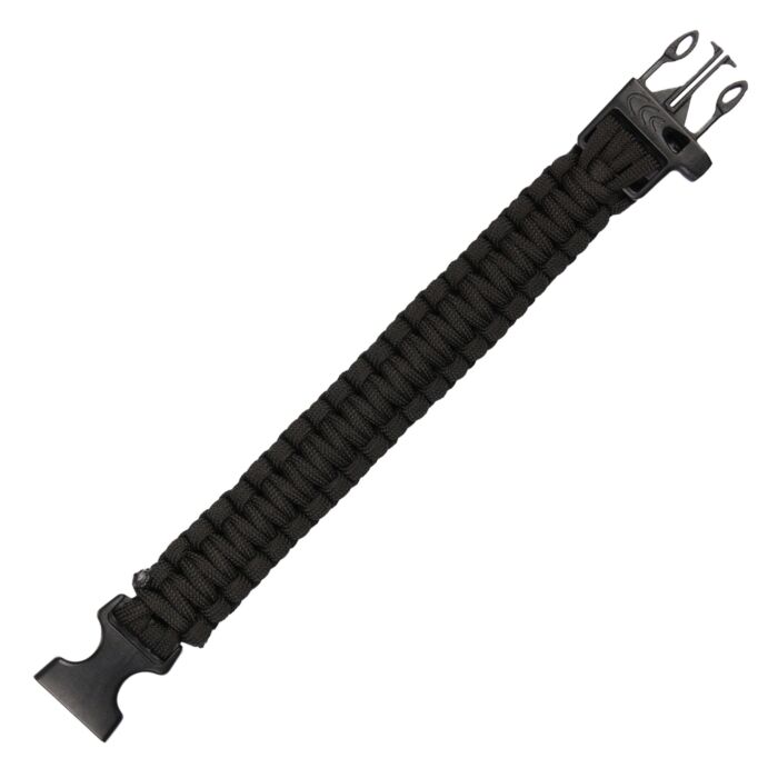 101inc Paracord Bracelet+Fluitje 9inch zwart
