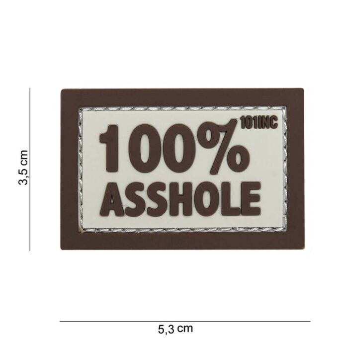 Embleem 3D PVC 100% Asshole beige/bruin
