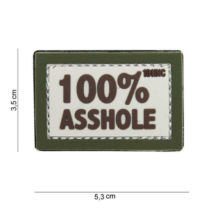 Embleem 3D PVC 100% Asshole beige/groen