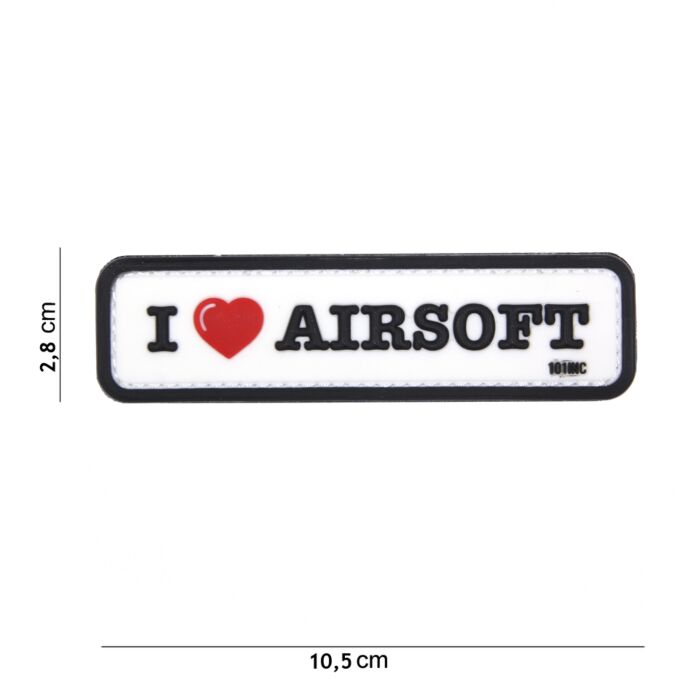 Embleem 3D PVC I Love Airsoft wit