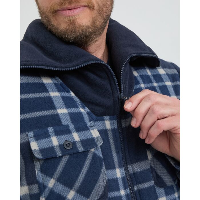 Life-Line Flores Gevoerd Fleece Vest/Jas Navy Check