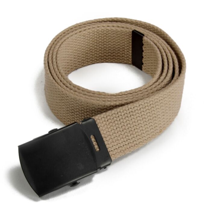 Tropenkoppel riem khaki met zwarte schuifgesp 