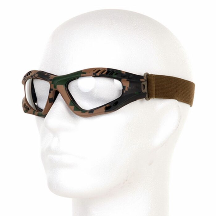 101inc tactical bril met transparante lenzen woodland camo