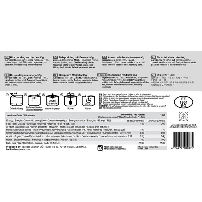 Tactical Foodpack Rice Pudding & Berries 90gram