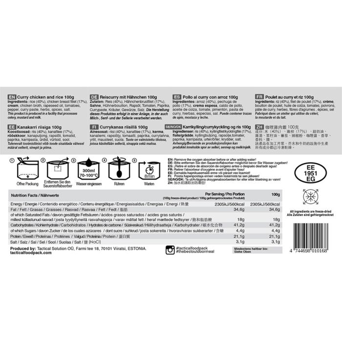 Tactical Foodpack Curry Chicken & Rice 100gram