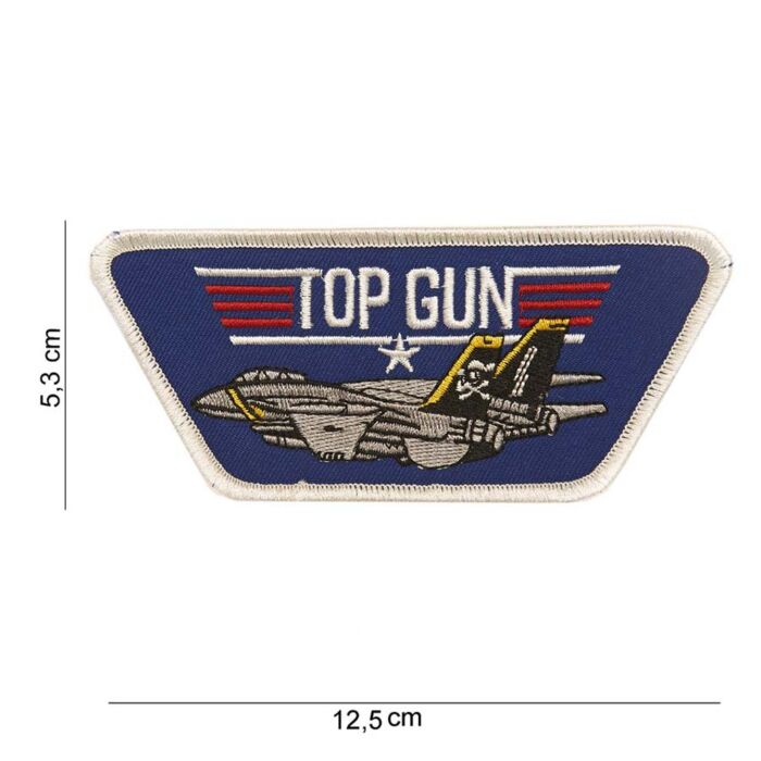 Embleem stof Top gun trapezium blauw