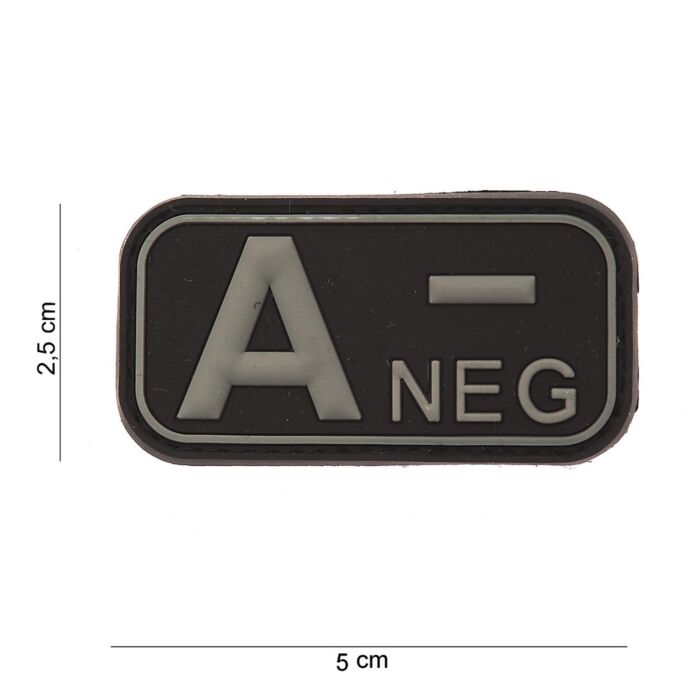 Embleem 3D PVC Bloedgroep A- NEG zwart