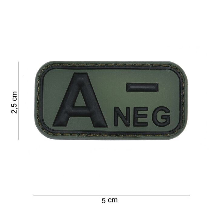 Embleem 3D PVC bloedgroep A- negatief groen