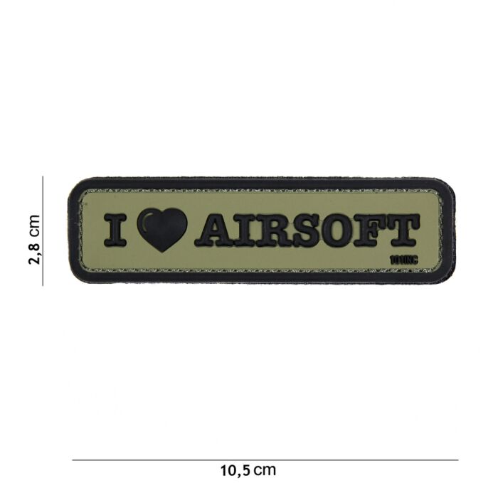 Embleem 3D PVC I Love Airsoft groen