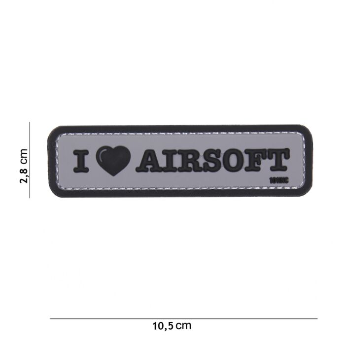 Embleem 3D PVC I Love Airsoft grijs
