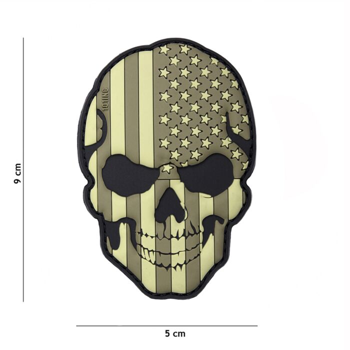 Embleem 3D PVC Skull USA subdued