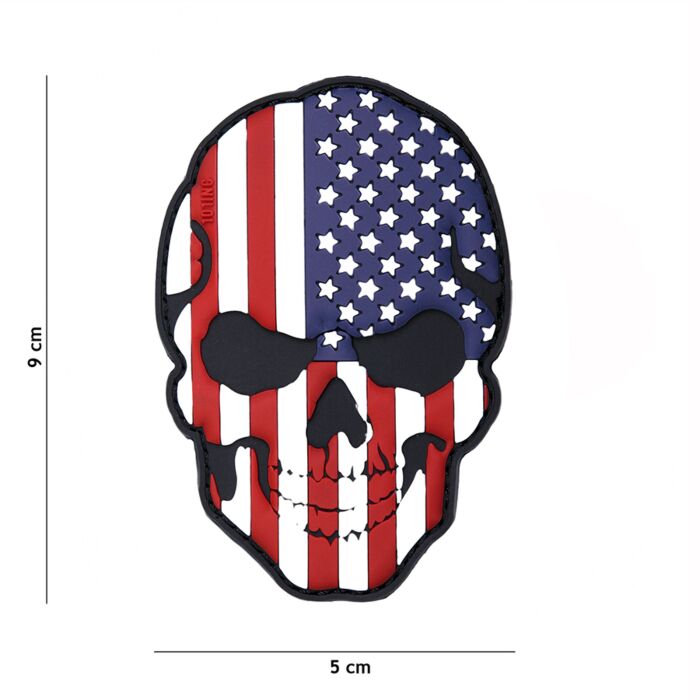 Embleem 3D PVC Skull USA