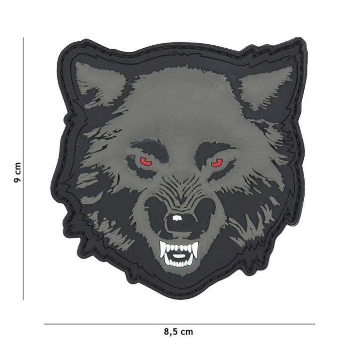 Embleem 3D PVC Wolf grijs