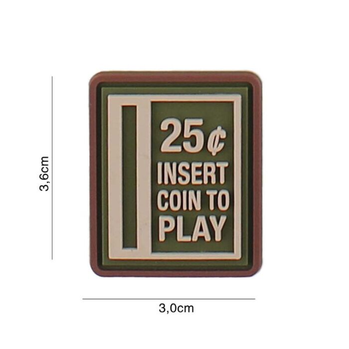 Embleem 3D PVC Insert coin to play groen