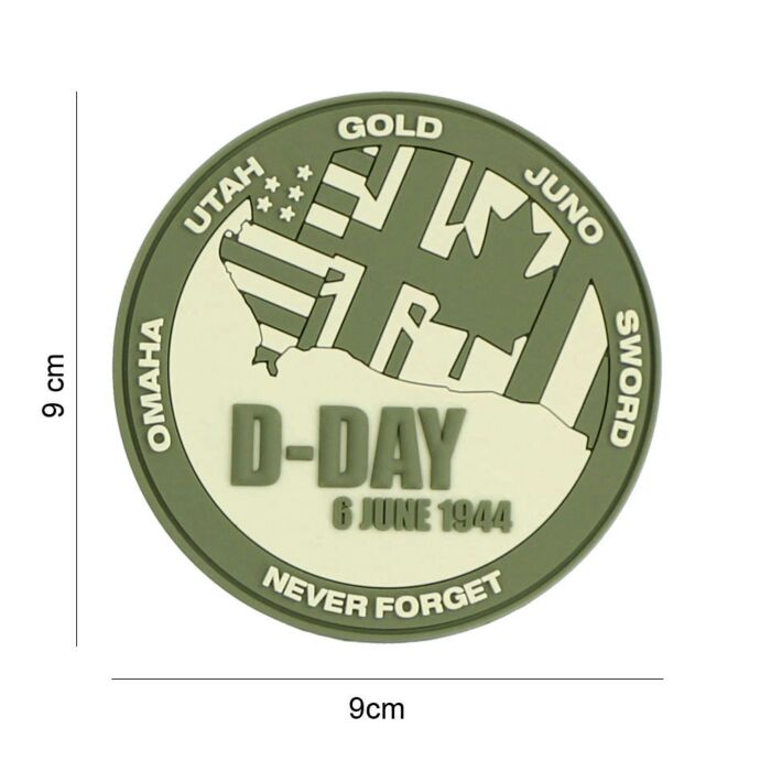 Embleem 3D PVC D-Day Never forget groen