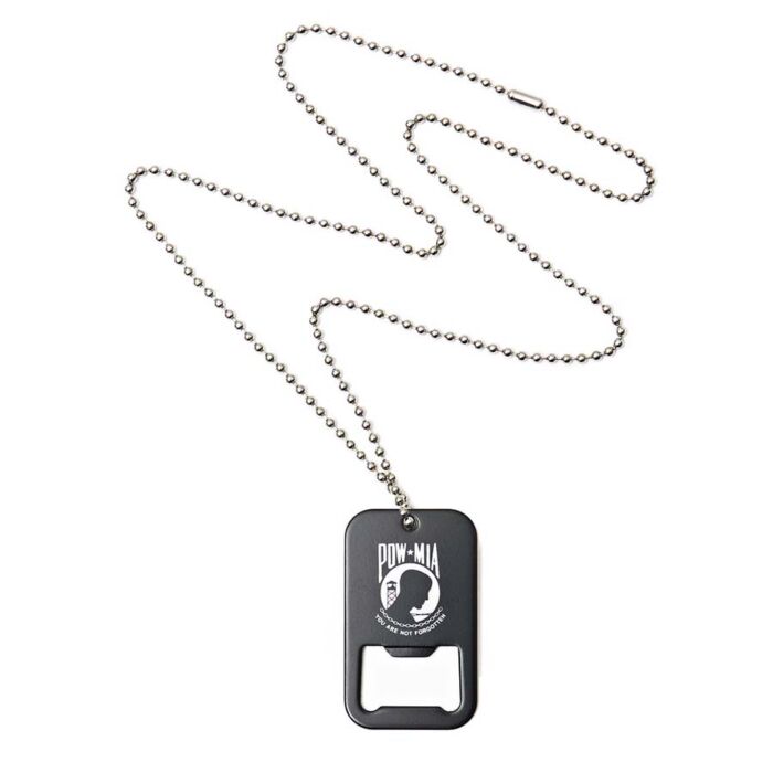 Dogtag/Flesopener Pow Mia zwart