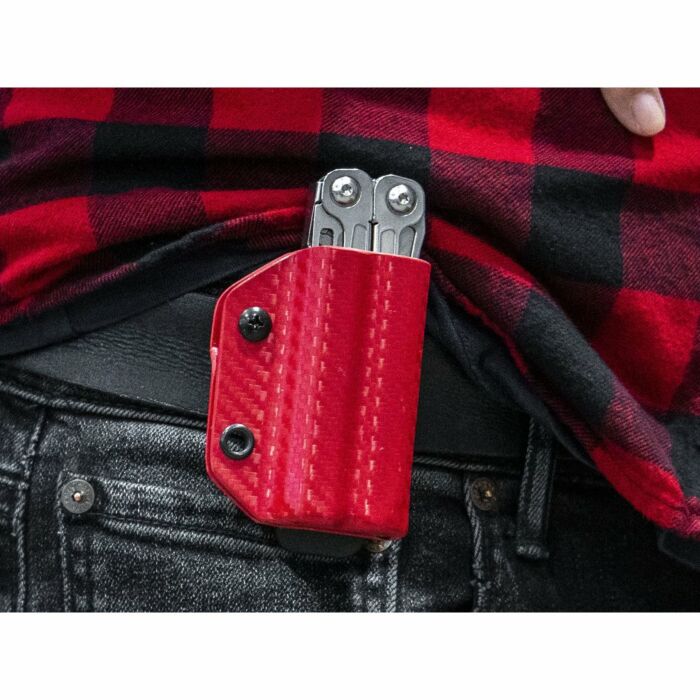 Clip & Carry Kydex Sheath CF-Red Leatherman Wingman/Sidekick/Rebar
