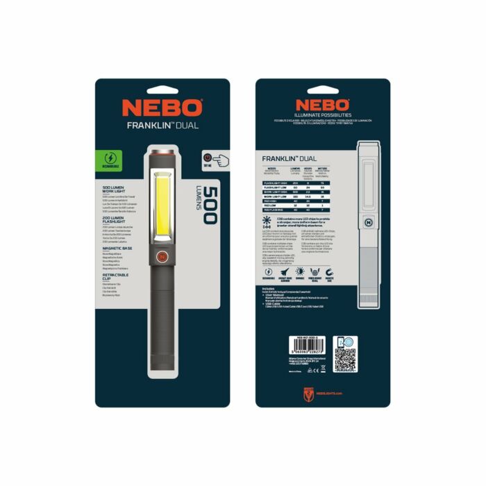 Nebo Zaklamp/Werklamp Franklin Dual RC 500 lumen Oplaadbaar + magnetisch