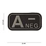 Embleem 3D PVC Bloedgroep A- NEG zwart