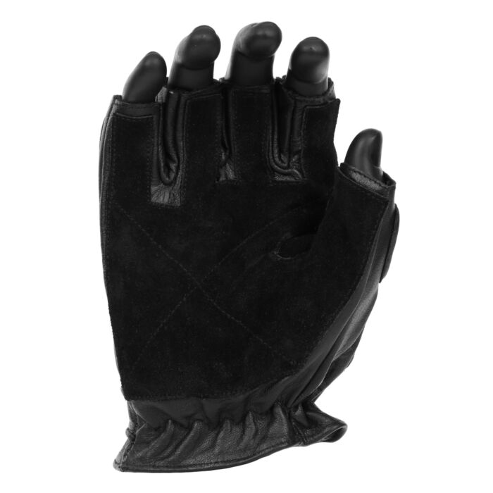 Fostex politie handschoen met halve vingers zwart leder