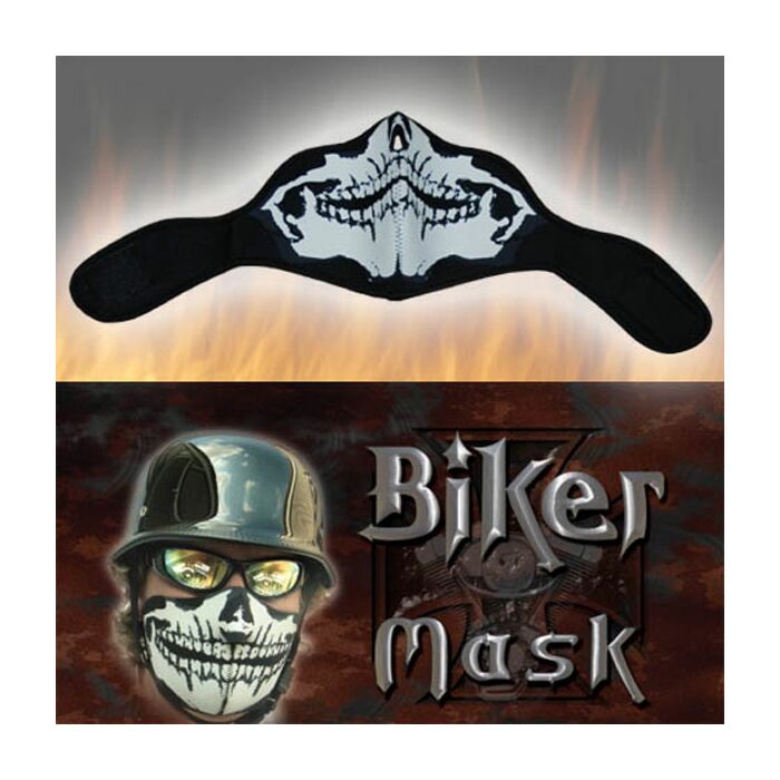Biker Mask Neoprene half face white mouth 