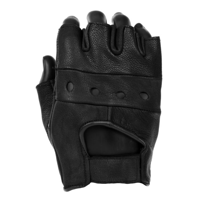 Lederen handschoenen zonder vingers zwart polsmof