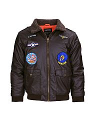 Fostex Kinder Flight Jacket PU Leder bruin