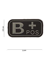 Embleem 3D PVC Bloedgroep B+ POS zwart