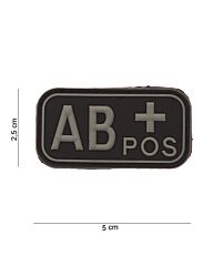 Embleem 3D PVC Bloedgroep AB+ POS zwart