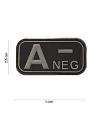 Embleem 3D PVC Bloedgroep A- NEG zwart