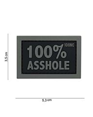 Embleem 3D PVC 100% Asshole zwart/grijs