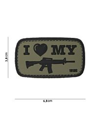 Embleem 3D PVC I Love My M4 groen