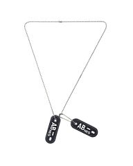 101inc Dog tag PVC Bloedgroep AB- negatief zwart