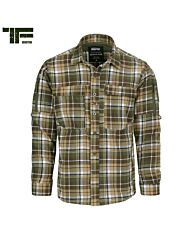 TF-2215 Flanel contractor overhemd bruin/groen