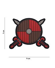 Embleem 3D PVC Viking Schild  Rood/Bruin