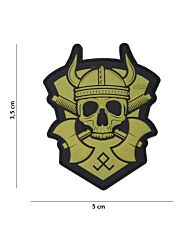 Embleem 3D PVC Viking met Bijl Groen 