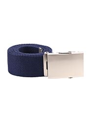 Tropenkoppel riem breed navy met schuifgesp