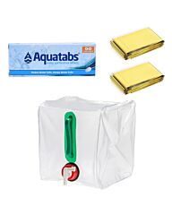 SK2 Noodpakket Survivalkit Aquatabs + 10L Watertank met Kraan + 2 Reddingsdekens